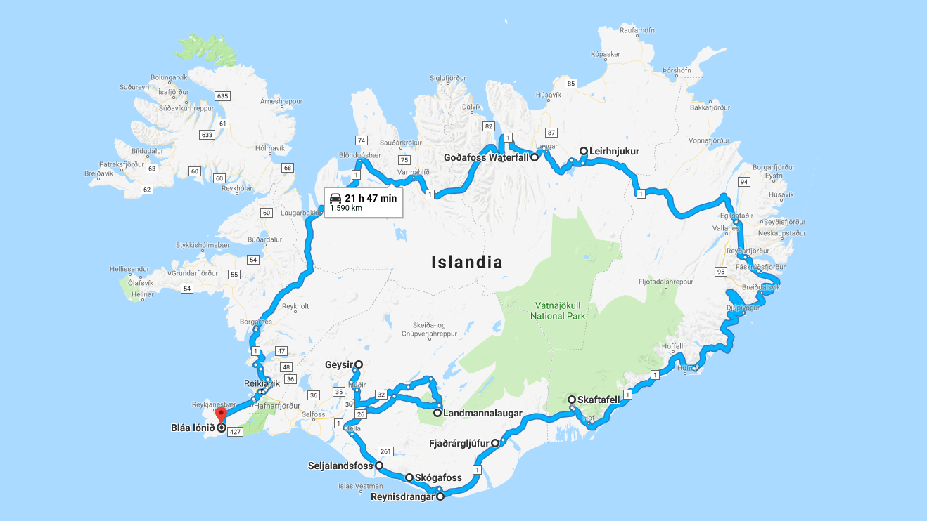 mapa resumen ruta islandia